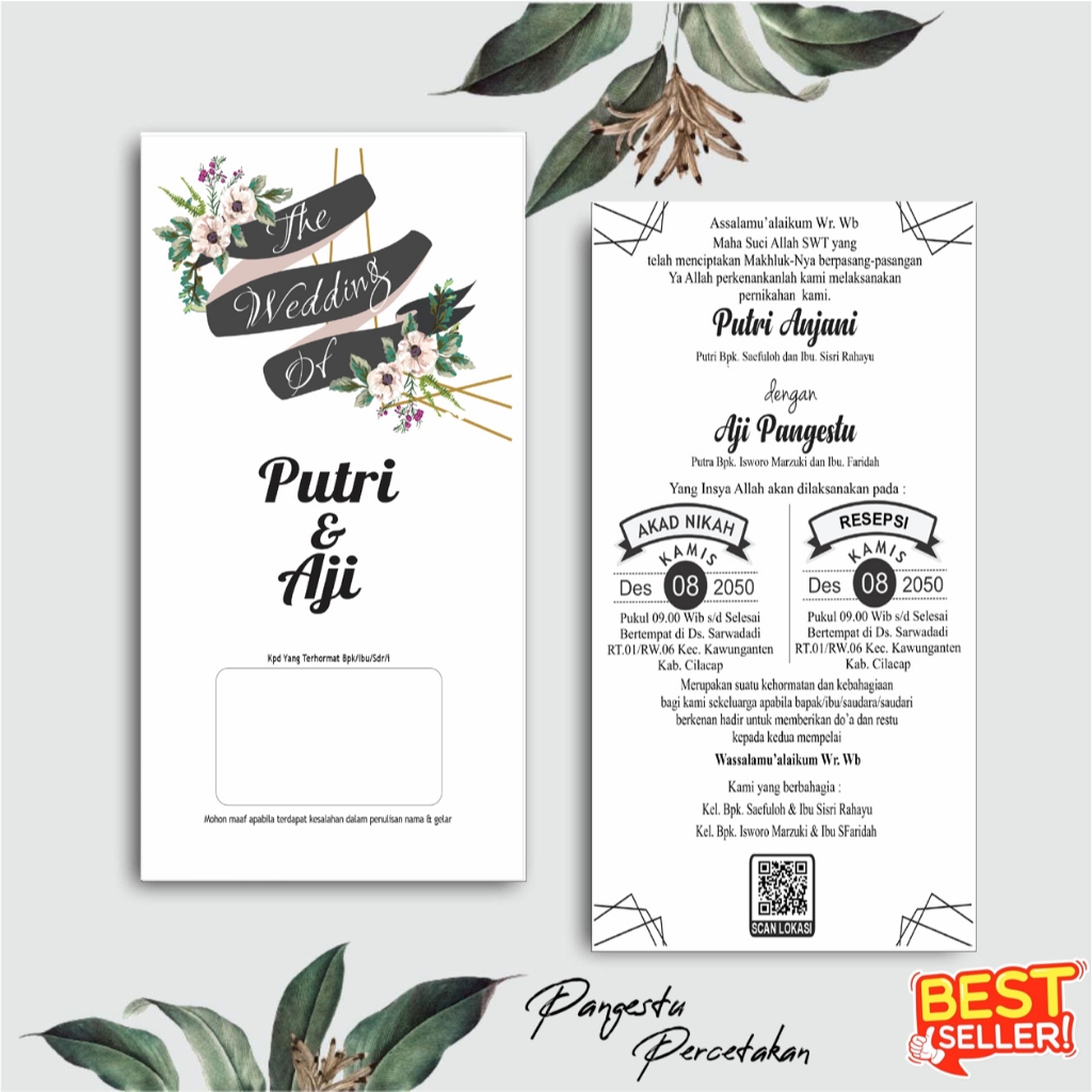 ( New 10 Desain Undangan Pernikahan ) Cetak Undangan Pernikahan || Undangan Vintage Floral || Undang