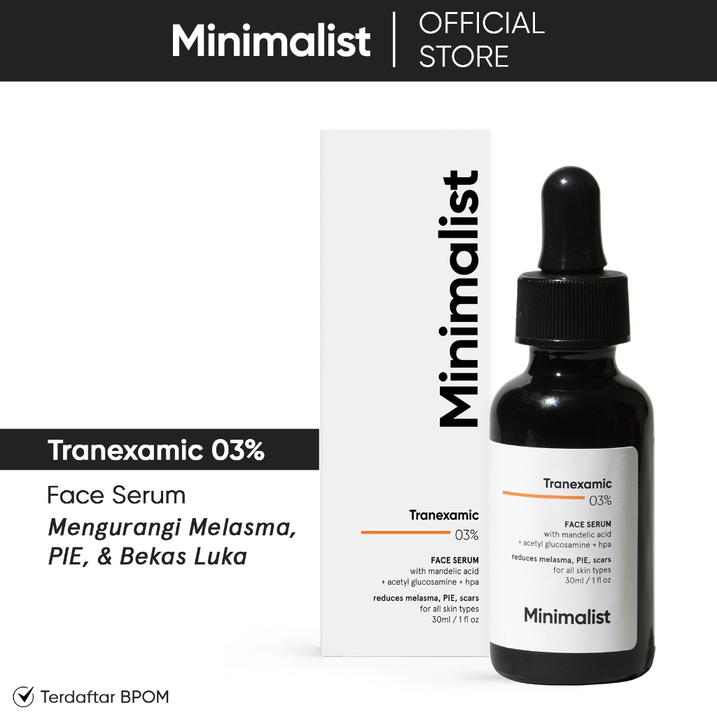 Minimalist 3% Tranexamic Acid Serum | Serum Tranexamic Acid untuk Bekas Jerawat & Pigmentasi | 30ML