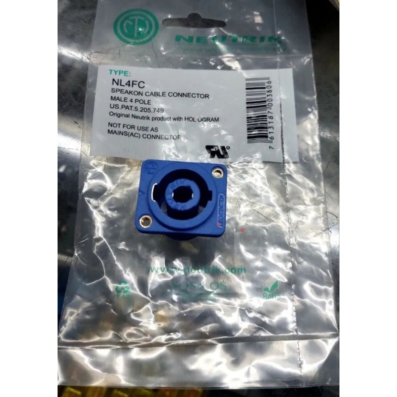 SOKET SPIKON 4 PIN NEUTRIK BLUE HARGA SATUAN