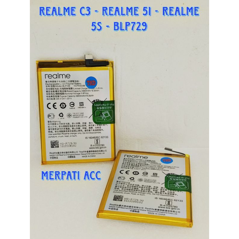 BATERAI / BATRAI / BATRE / BATTERY REALME C3 - REALME 5I - REALME 5S - BLP729