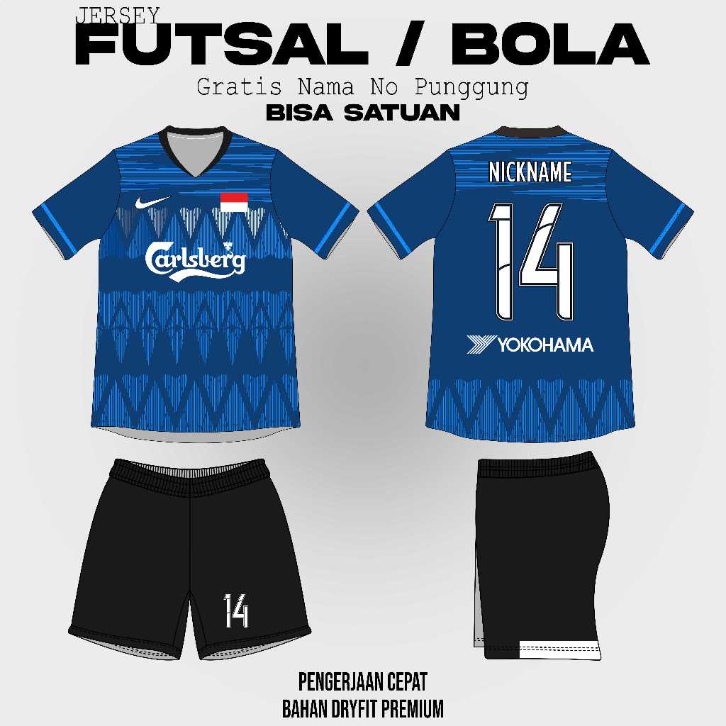 JERSEY SEPAK BOLA / FUTSAL GRATIS NAMA, TEAM, NO , LOGO DAN DESAIN (SAMURAI)