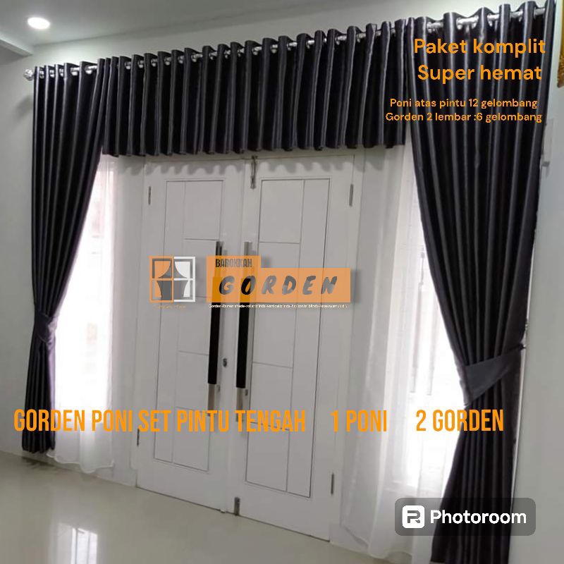 Gorden poni 1 set atas pintu ruang tamu gorden poni kupu tarung