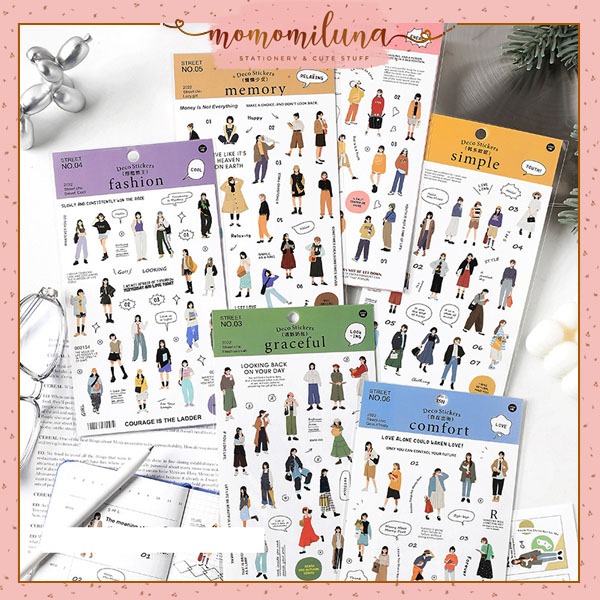 

Street chic girl ootd sticker aesthetic journal vintage deko stiker diy scrapbook HB1725