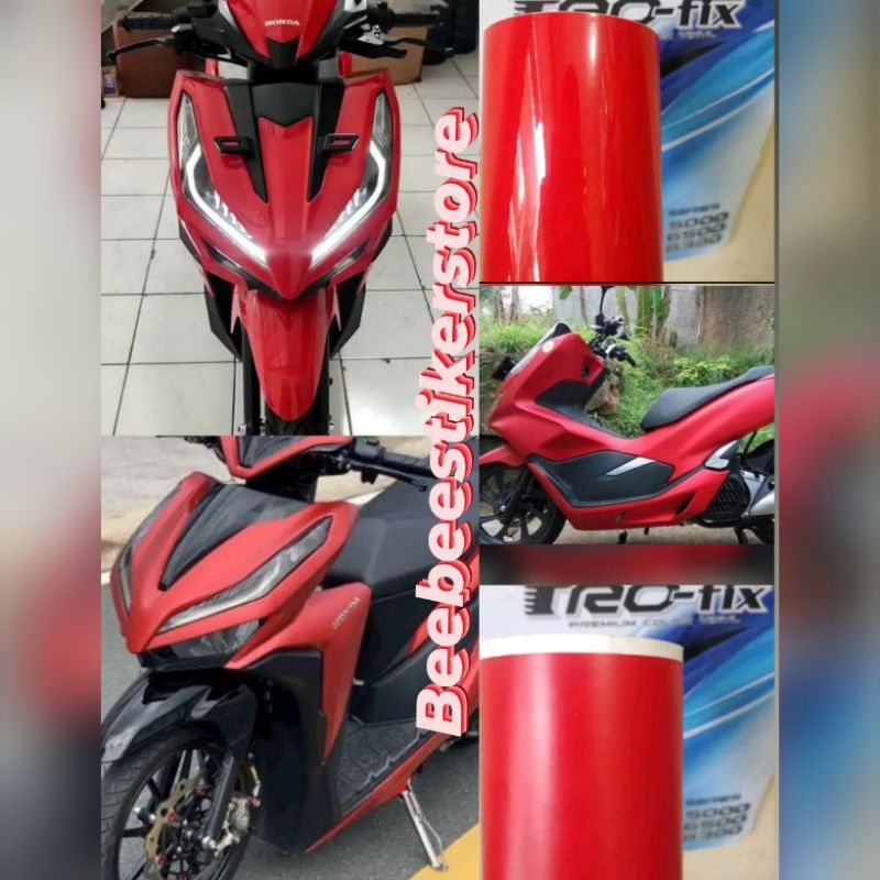 Setiker sekotlet motor merah glosy merah dof stiker skotlet merah doff glosy