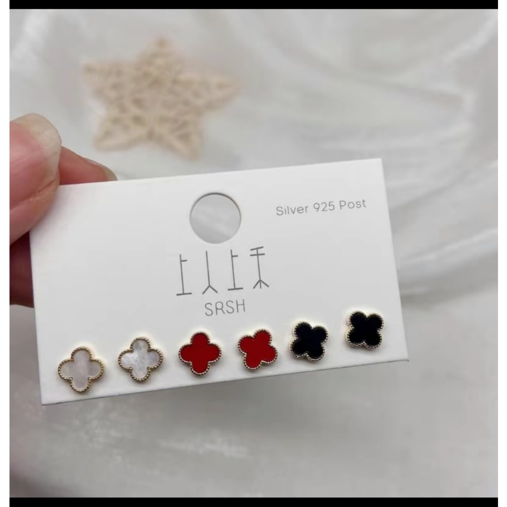 Anting Tusuk Titanium Wanita - Clover Anti Luntur dan Anti Karat
