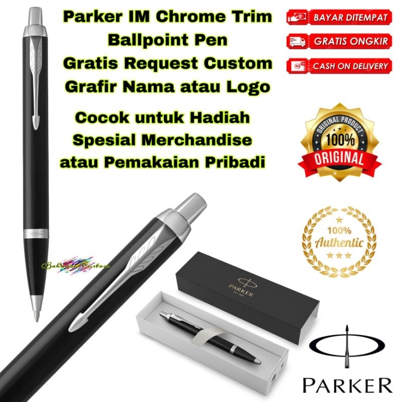 

PULPEN PARKER ORIGINAL NEW IM BLACK LACQUER CHROME TRIM BALLPOINT GRATIS REQUEST CUSTOM GRAFIR NAMA ANDA ATAU LOGO ANDA COCOK UNTUK PEMAKAIAN PRIBADI ATAU UNTUK HADIAH SPESIAL MERCHANDISE PROMOSI ANDA