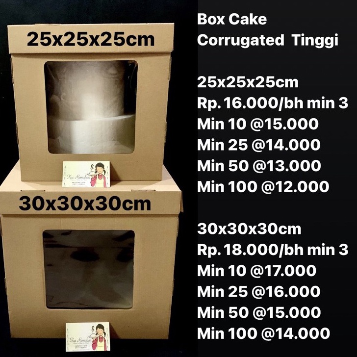 

Promo Gila Box Cake Corrugated Tinggi 25x25x25cm Min 3 bh