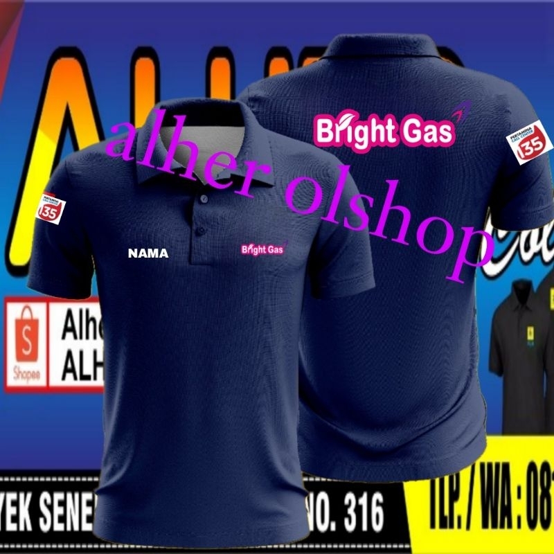 pendek kaos bright gas baju bright gas seragam bright gas kaos kerah bright gas polo shirt bright ga
