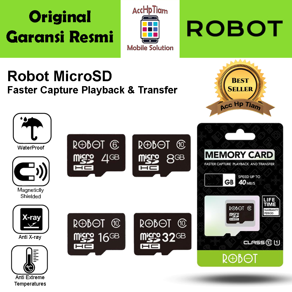 MicroSD Robot Memory Card Kartu Memori 4GB / 8GB / 16GB / 32GB / 64B Class 10 AccHpTiam