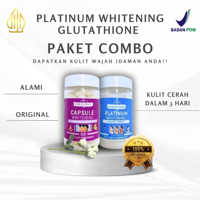 PLATINUM WHITENING Glutathione Collagen Pemutih Badan Ampuh Permanen Infus Whitening