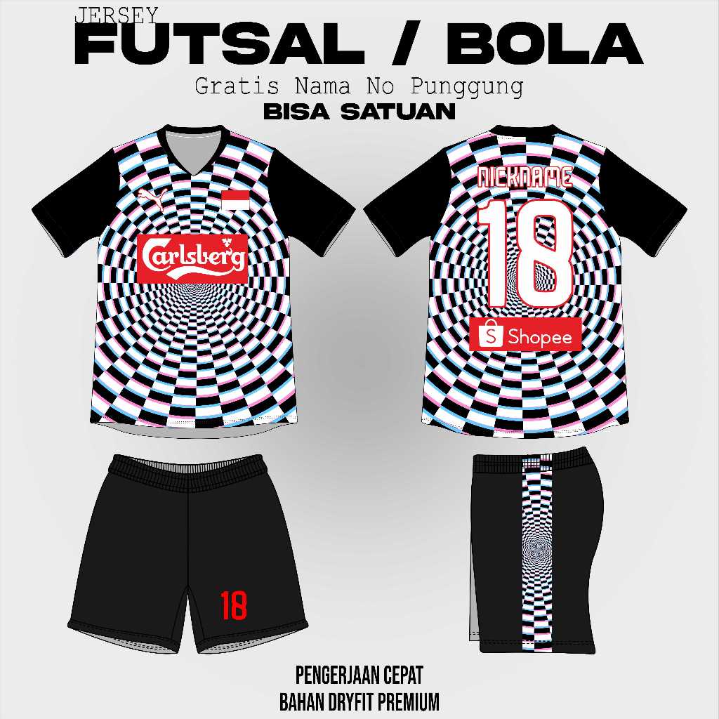 JERSEY SEPAK BOLA / FUTSAL GRATIS NAMA, TEAM, NO , LOGO DAN DESAIN (SUPR)