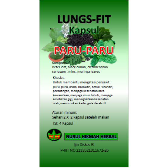 

Herbal Paru paru Sesak Nafas Bonkitis LUNG SFIT Kapsul