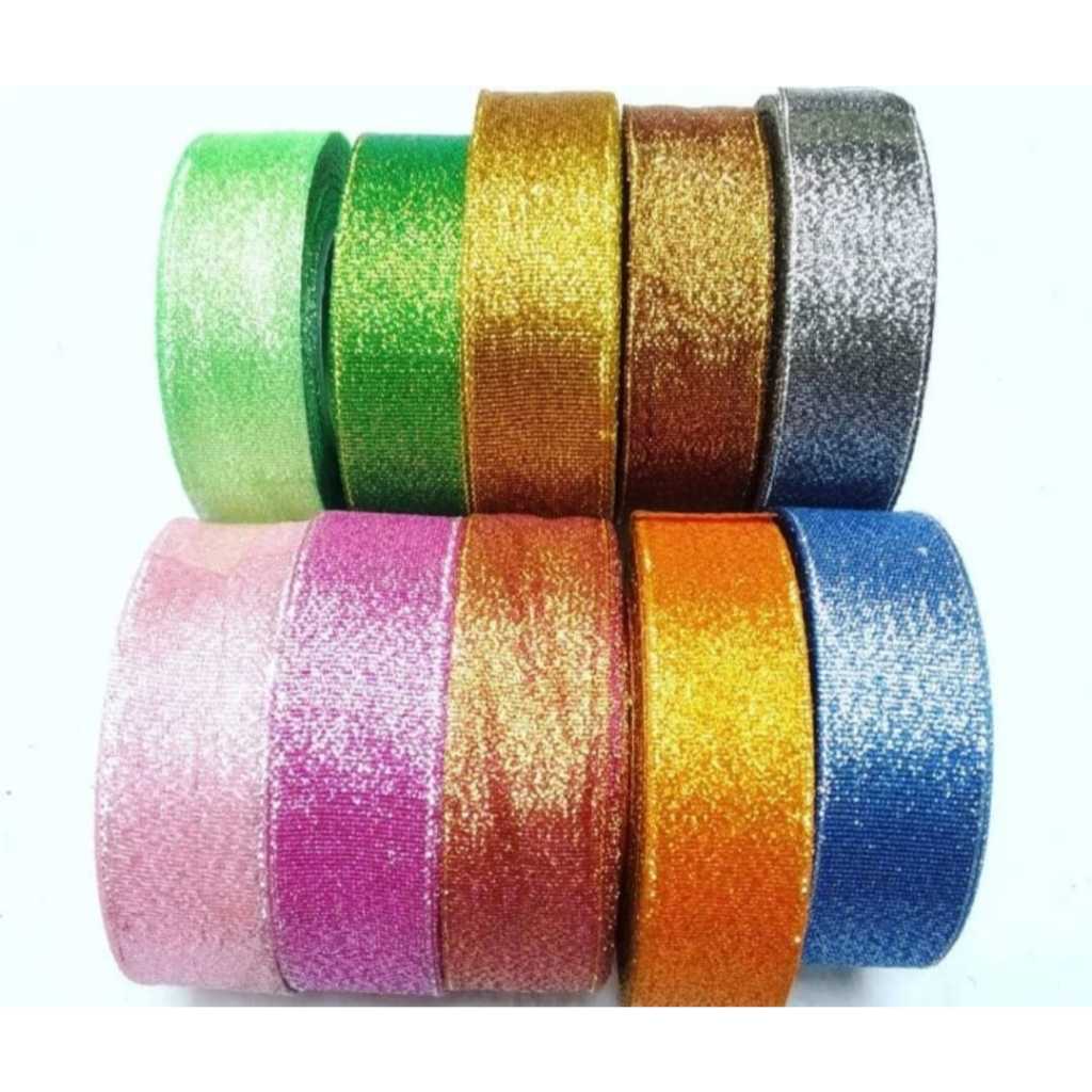 

Pita Metalik Glitter 2.5 cm 1 inchi Pita emas Warna (JI 143 1 inch) -20 yds / 18 meter