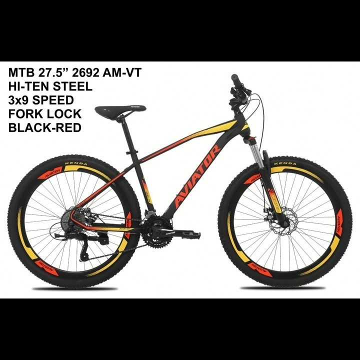 Sepeda Gunung / MTB Ukuran 27,5 Aviator 2692 AM VT 3 x 9 Speed Velg Tinggi