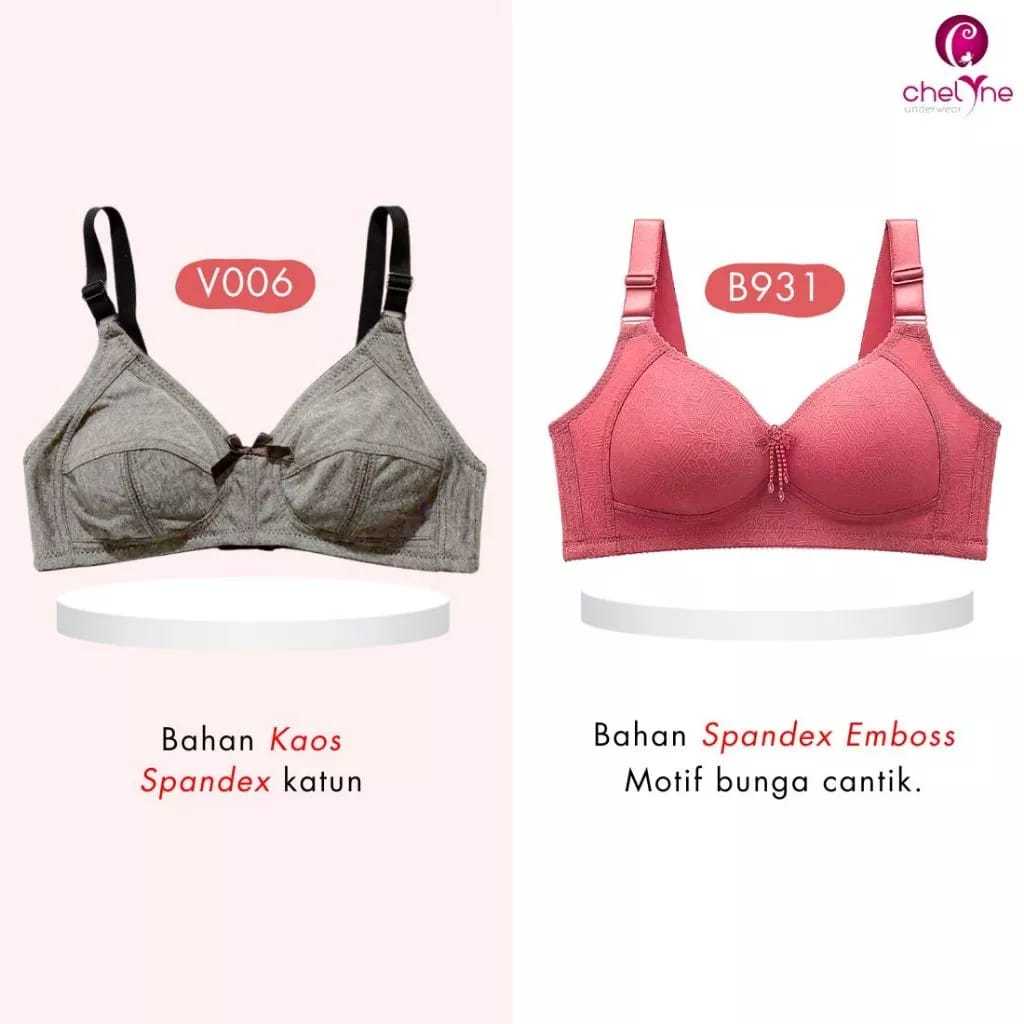 BH Chelyne Busa Tipis Harian V006 / B931 Tanpa Kawat - Big Size Daily Bra