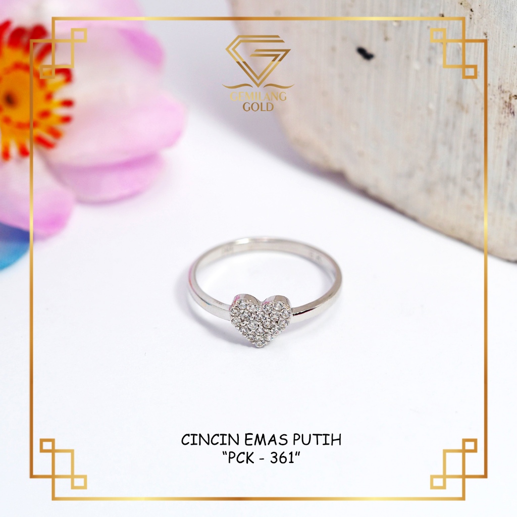 CINCIN EMAS PUTIH KADAR 8K (375) CINCIN EMAS PUTIH MODEL LOVE PCK-361 | GEMILANG GOLD
