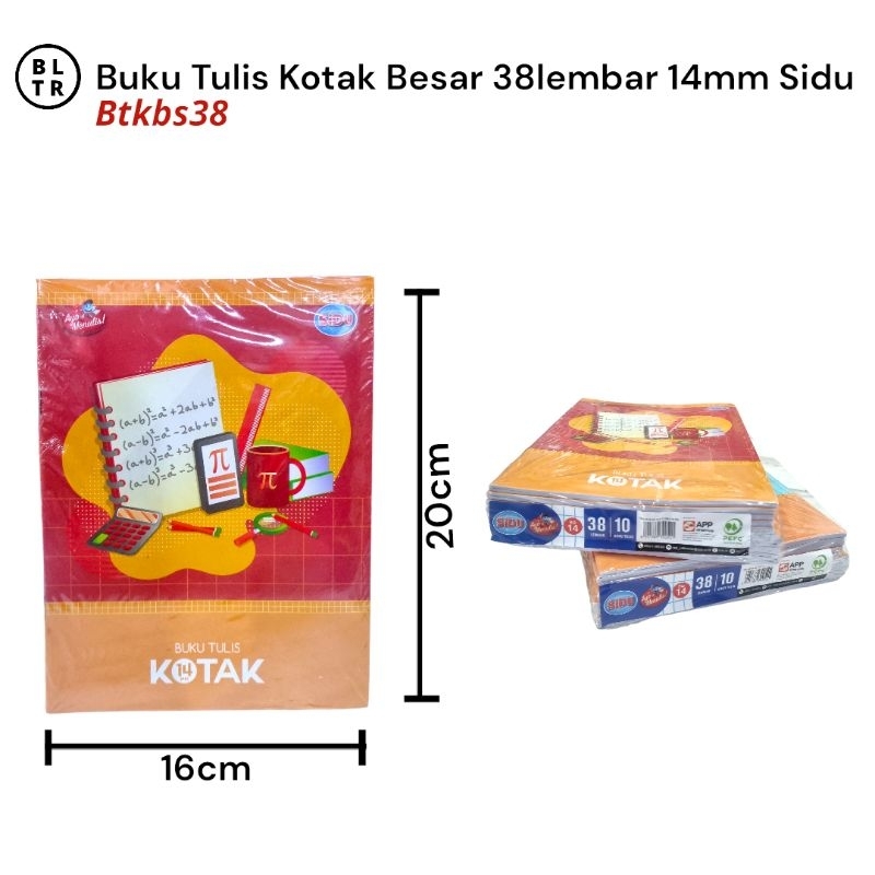 

PAK//BUKU TULIS KOTAK BESAR 14MM 38 LEMBAR 10BPCS SIDU//NEW ORIGINAL