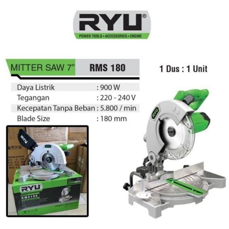 RYU Mesin Potong Aluminium /Miter Saw/Gerinda Duduk 7"(RMS 180)