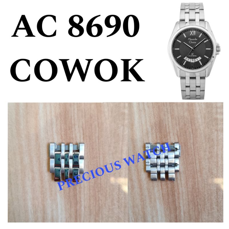Sambungan Tali Rantai Jam Tangan Alexandre Christie Original AC 8690 Cowok