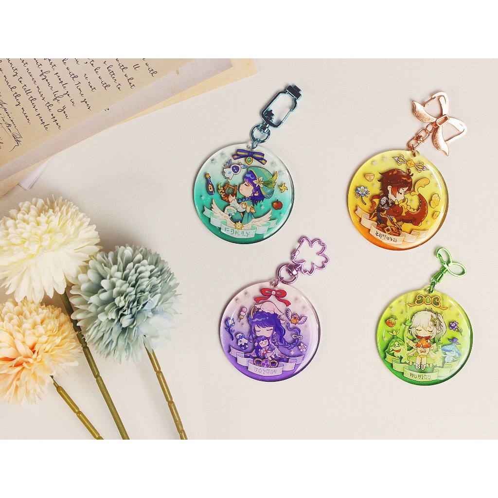 Genshin Archon Dreams Epoxy Glitter Keychain Fanmerch by Lunacerra