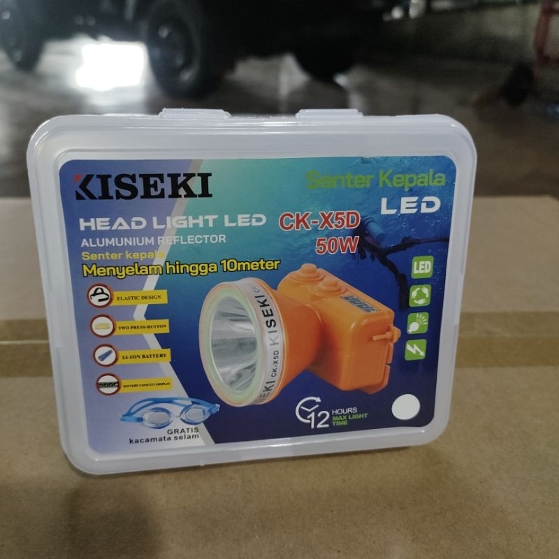 Senter Kepala LED Selam 50watt KISEKI CK-X5D Gratis Kaca Mata Selam
