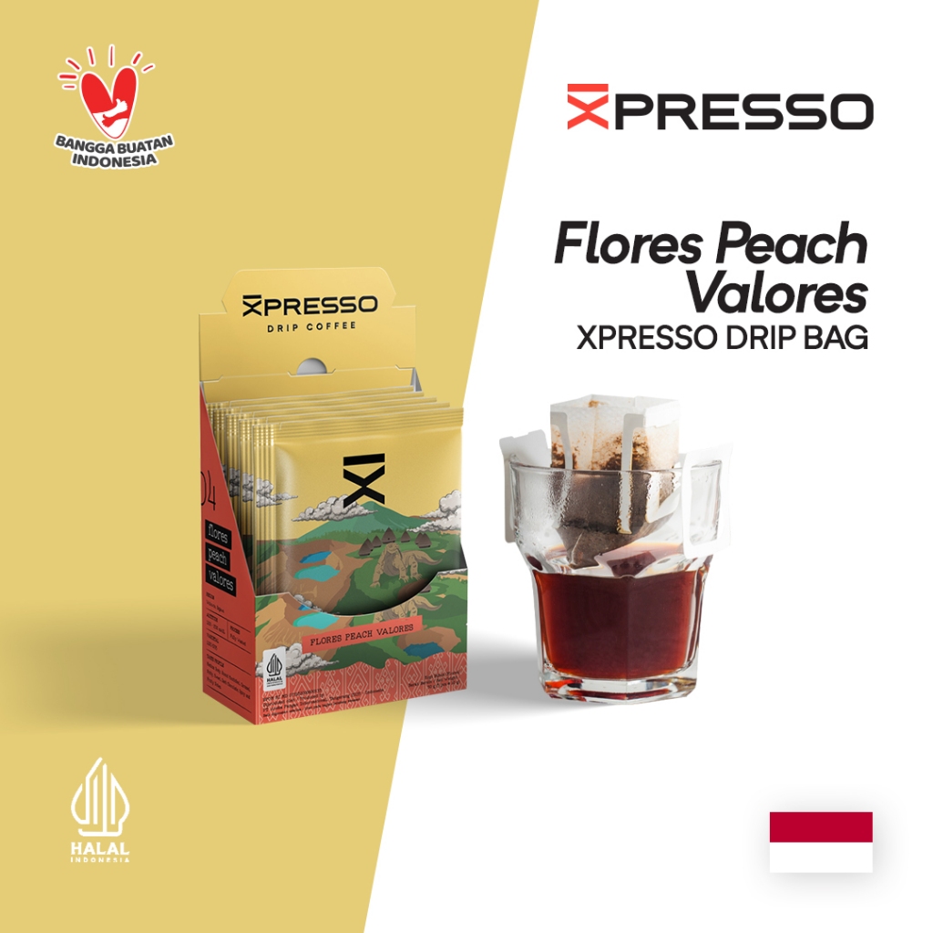 

Drip Bag Coffee Flores Peach Valores - Xpresso Kopi Drip Bag 5pcs