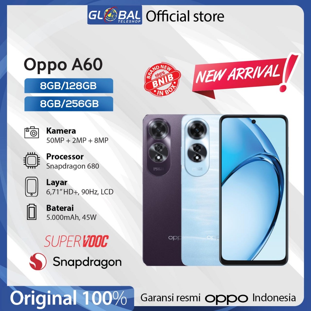 Oppo A60 8/128GB 8/256GB Garansi Resmi