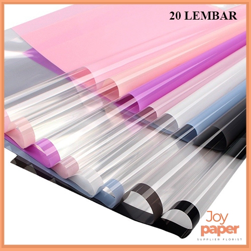 

20 LEMBAR Kertas Buket Cellophane Flower Wrapping Paper Color Frame Transparan List Waterproof KB6054