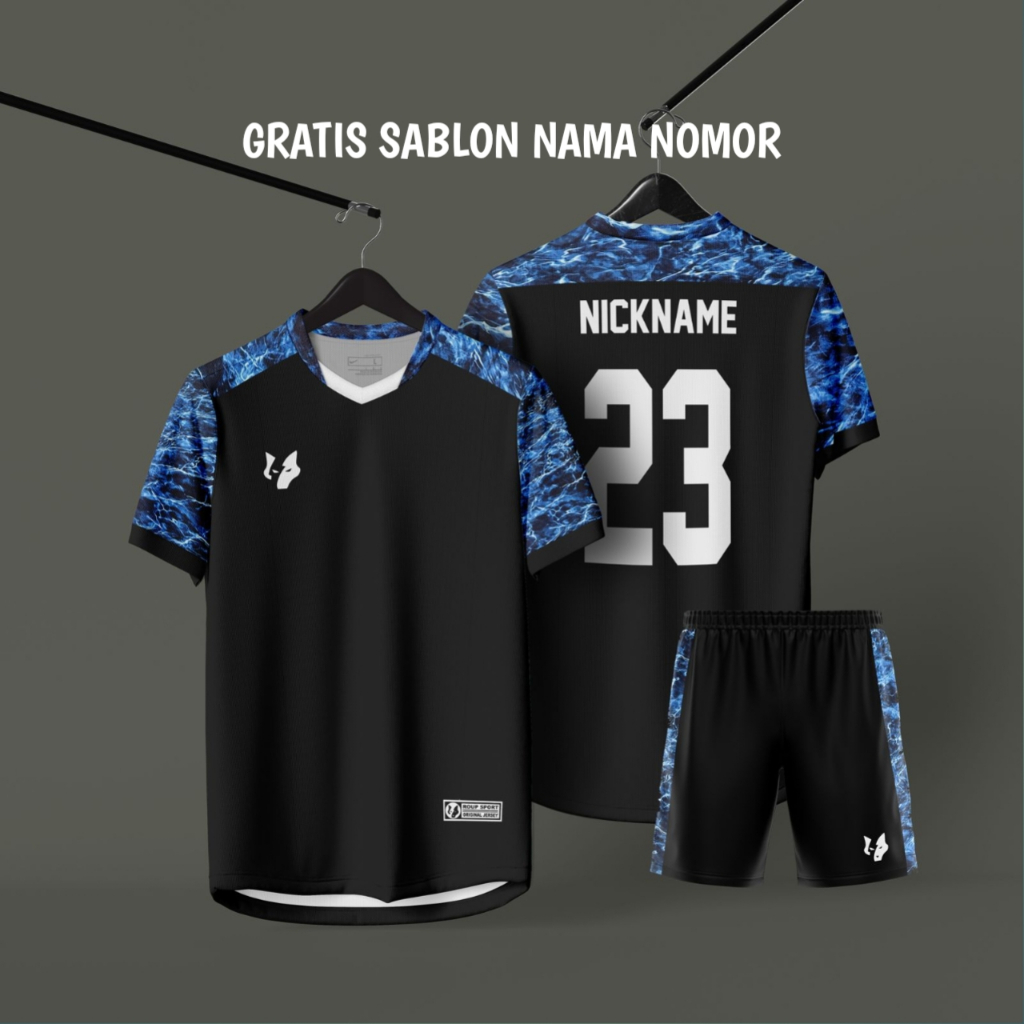 (FREE SABLON) Baju Bola Jersey Baju Bola Futsal Volly Dewasa Pria Wanita Set Baju Celan Sablon Nama