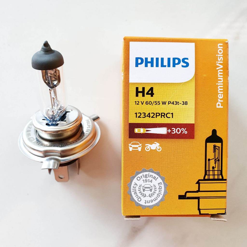 1 PCS Bola Lampu Philips H4P43T 12V 60/55W Original Lampu Mobil Motor Lebih Terang Bohlam Halogen Ph
