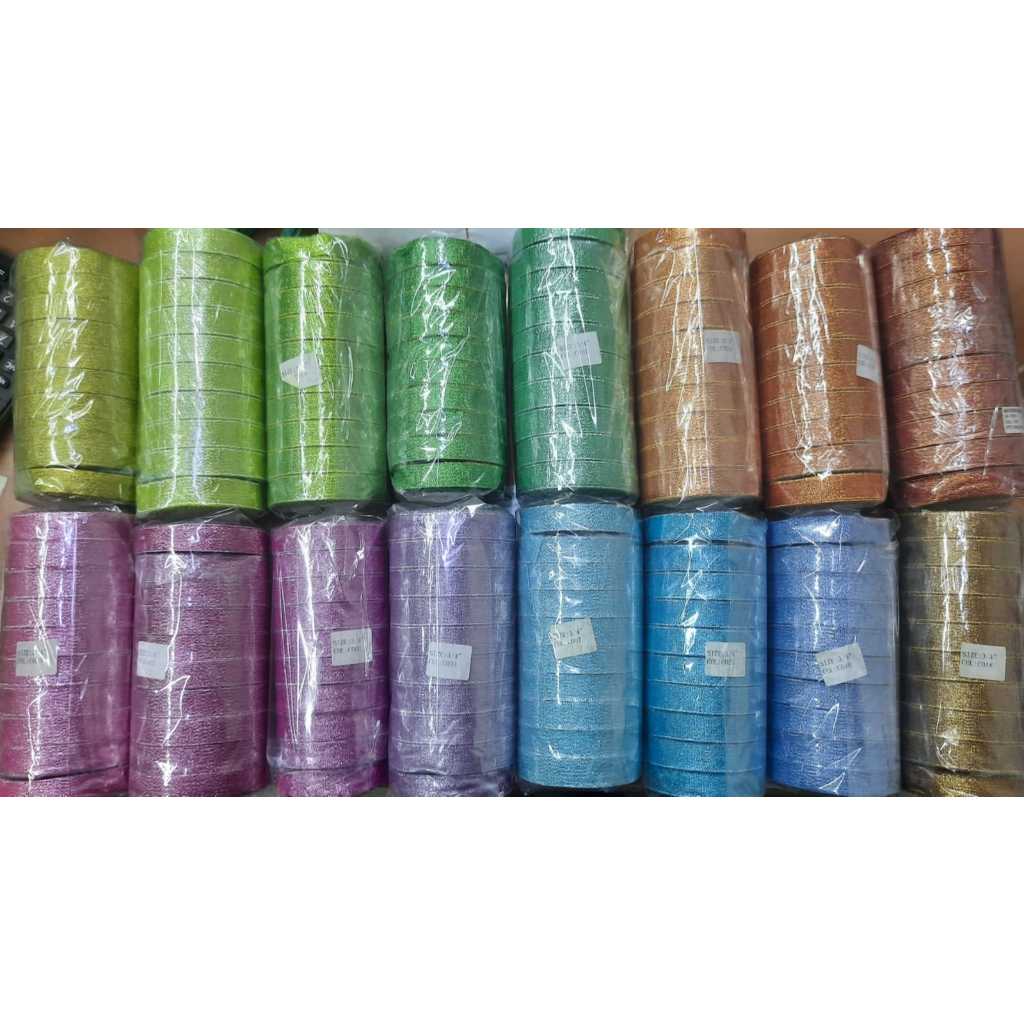 

Pita Metalik Glitter Emas Warna Bungkus Kado lebar 2 cm (3/4 Inchi) (JI 143) - 20 yds