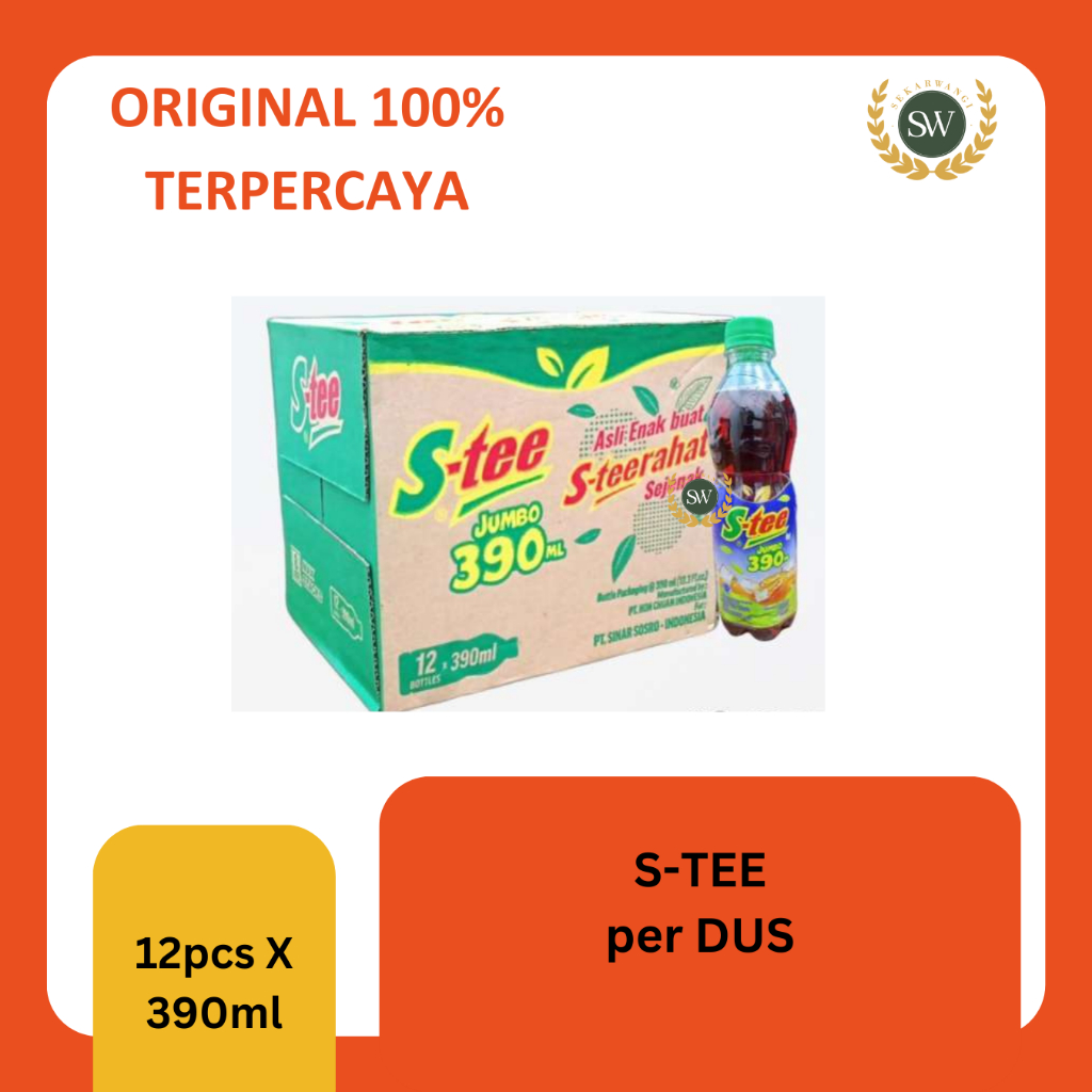 

S-tee teh tea jumbo teh botol enak per KARTON isi 12 botol x 390ml