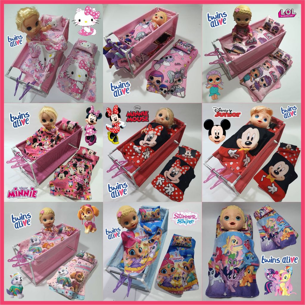 PreOrder  AKSESORIS Boneka Baby Alive Animator MellChan Tempat Tidur Ranjang Kasur Selimut LOL Shimm