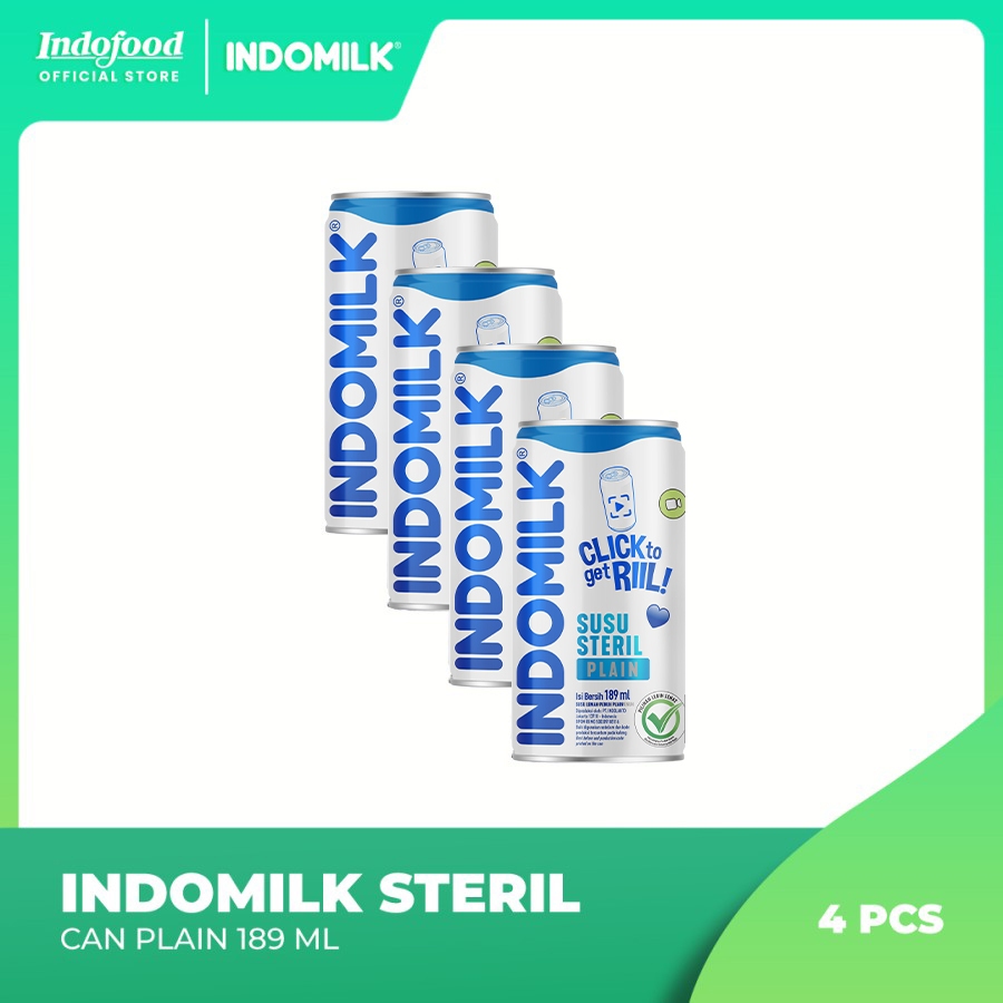 

4 PCS - Indomilk Steril Can Plain 189 mL