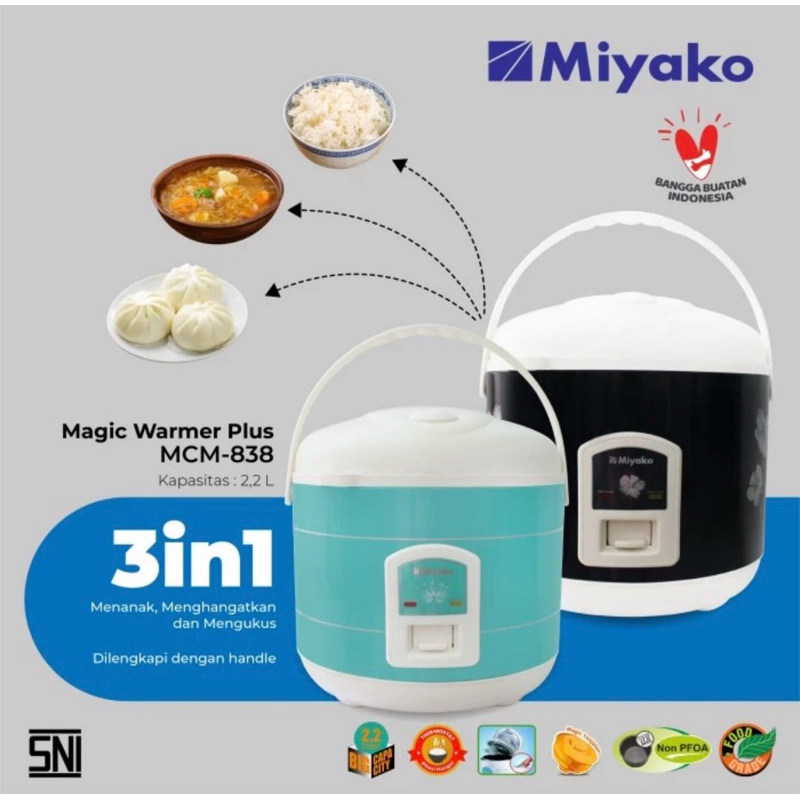 Rice Cooker Miyako 2.2 Liter MCM-838 / Magic Com Miyako Besar MCM-838 / Mejikom Miyako 2.2 Liter