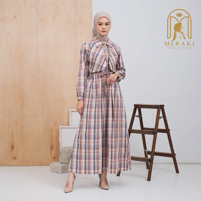 YASMIN DRESS [KOTAK COKLAT MUDA] | GAMIS MUSLIM MODERN MURAH KATUN TRISET BUSUI FRIENDLY PREMIUM NYA