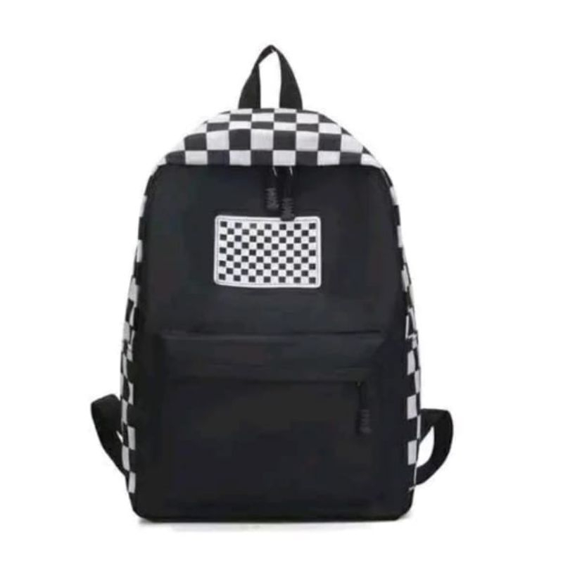 Tas Ransel Hitam Catur Pria Keren Tas sekolah SD/SMP/SMA 40 x 30 x 10 Terlaris