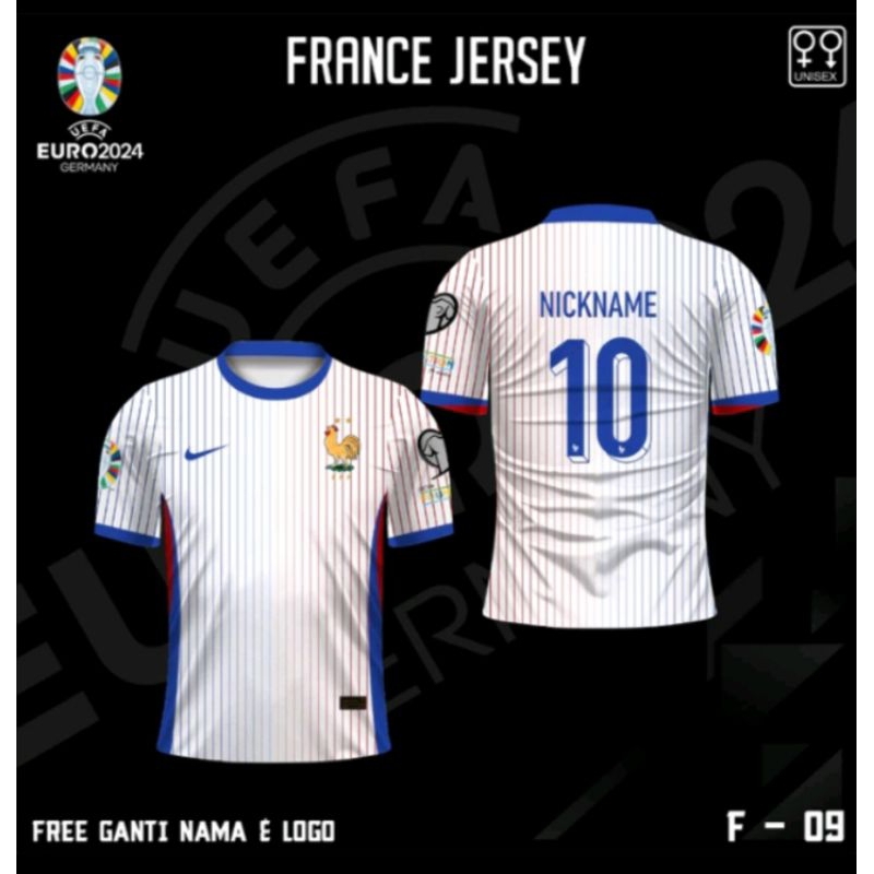Jersey Bola Timnas Perancis Kaos Olahraga Sepakbola Timnas Prancis Piala Eropa 2024