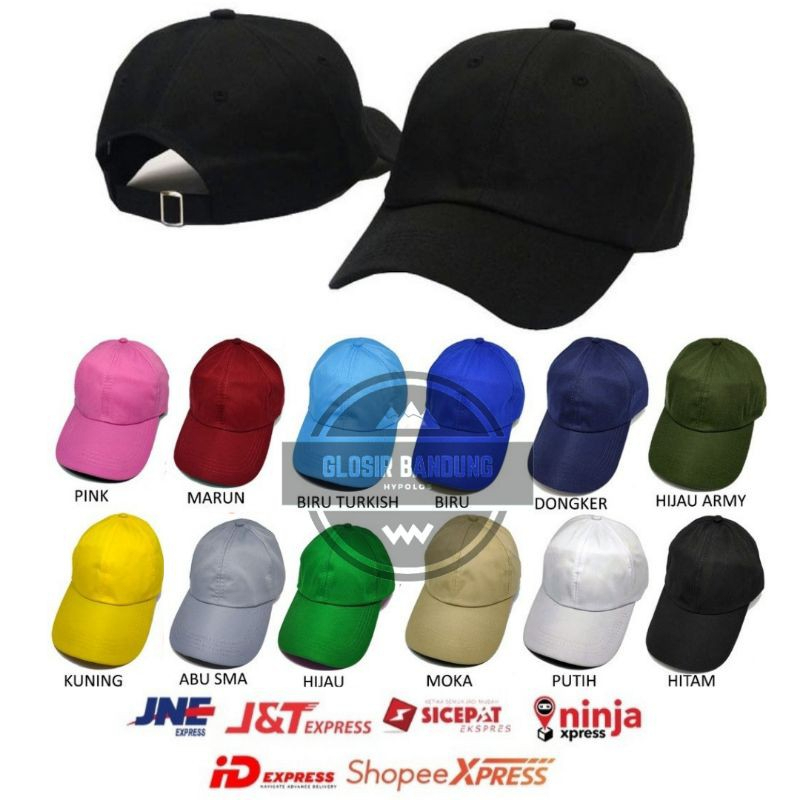 COD Topi polos baseball pria wanita dewasa warna hitam putih merah hijau biru kuning