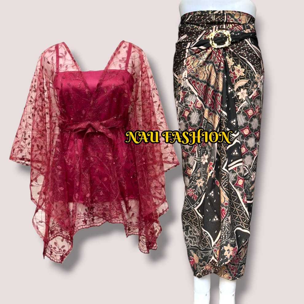 Baju One set Kondangan Wanita Kekinian ROK LILIT Kebaya batik Modern Remaja untuk Kondangan wisuda