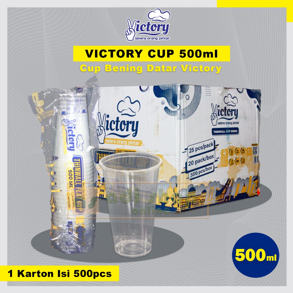 Victory Cup Injection 16oz Bening / Cup PP injection 500ml isi 500pcs (1 Karton)