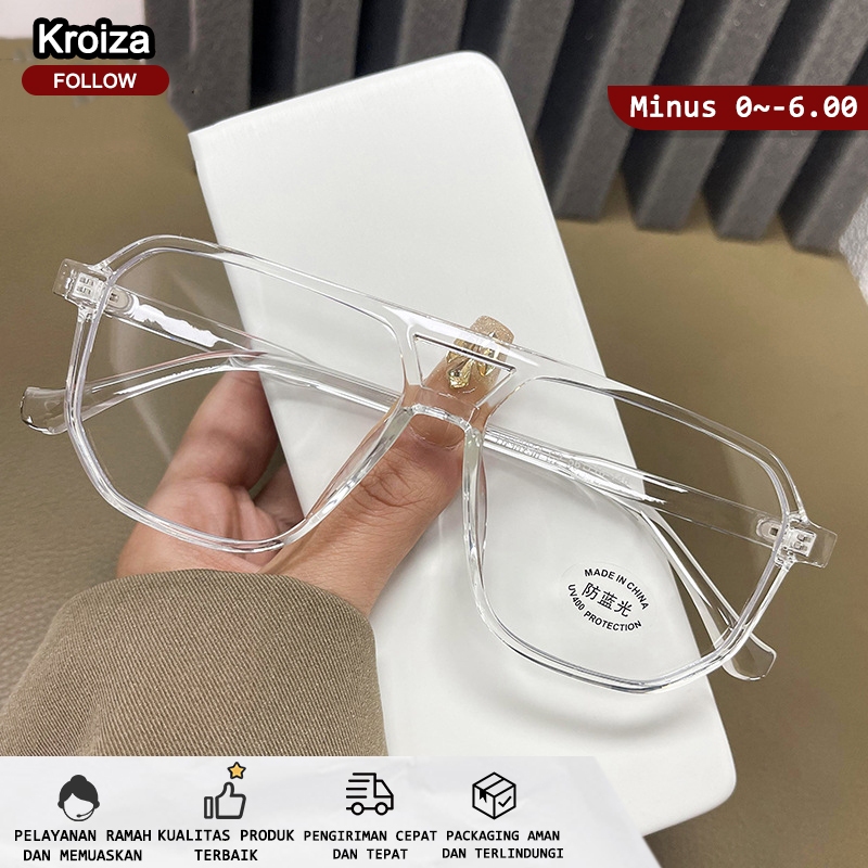 Kacamata Photocromic Minus Silinder Anti Radiasi Blueray Wanita Pria Frame Kaca Mata Optik