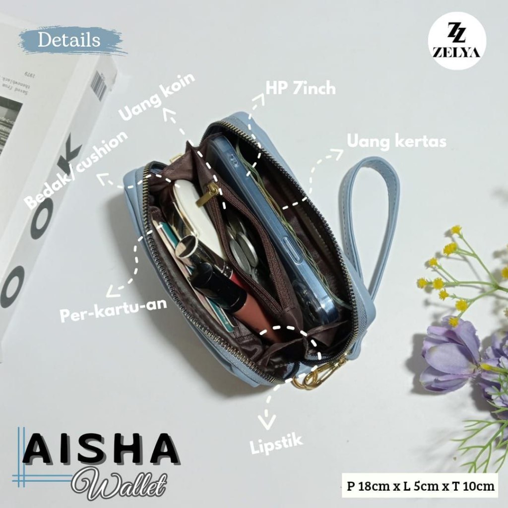 DOMPET AISHA BY ABYNA ZELYA DOMPET WANITA BANYAK SEKAT KARTU UANG KOIN