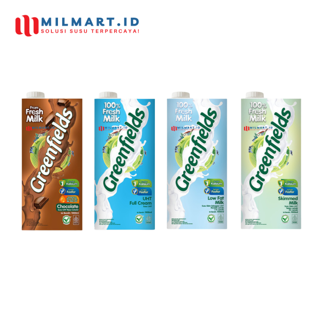 

GREENFIELDS UHT MILK 950 ML SUSU SEGAR CAIR FRESH MILK FULL CREAM/COKELAT/LOWFAT/SKIMMED