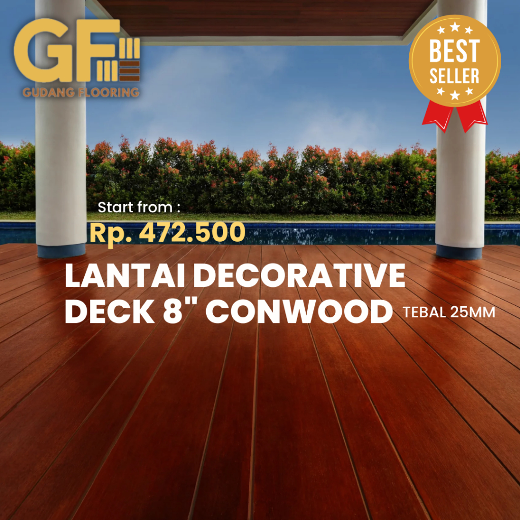 Conwood Deck 8" Tebal 25mm Lantai Kayu Outdoor