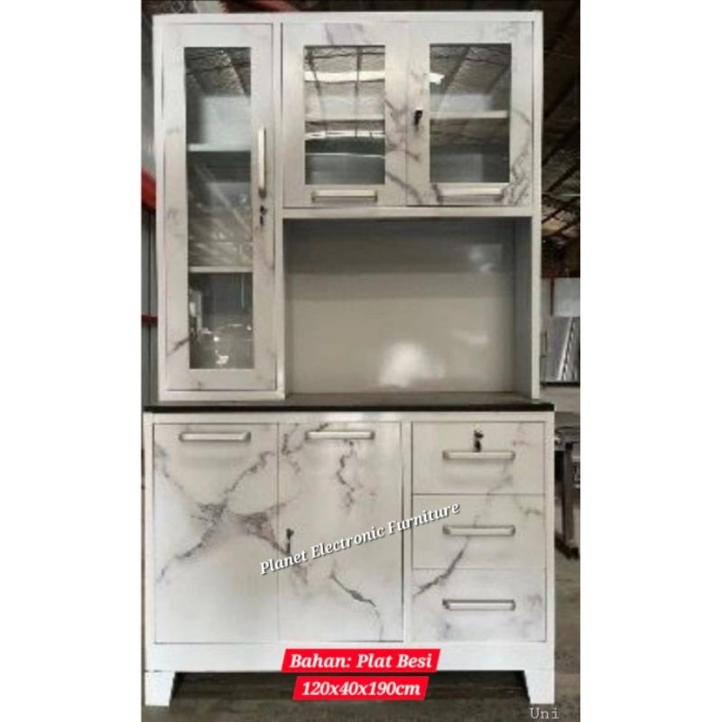 Kitchen Set plat Besi 120cm Lemari Dapur 3pintu Lemari Sayur Rak Dapur Lemari anti rayap lemari taha