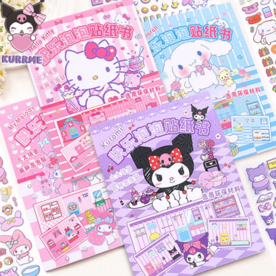 

Laris COD Ukuran super besar Tidak perlu memotong Quiet Book Buku Sticker Lucu Jumbo Bubble 3D Sticker Book Aesthetic DIY Buku Edukasi Puzzle Premium Cinnamoroll Kuromi Melody Hello Kitty