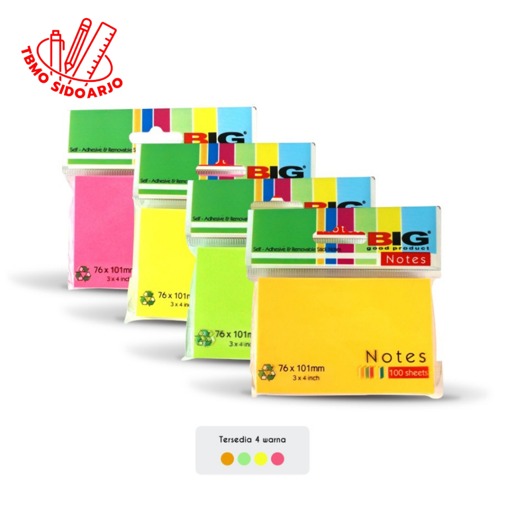 

TBMO Sticky Note BIG 76x100 Note Kertas Warna Memo Tempel