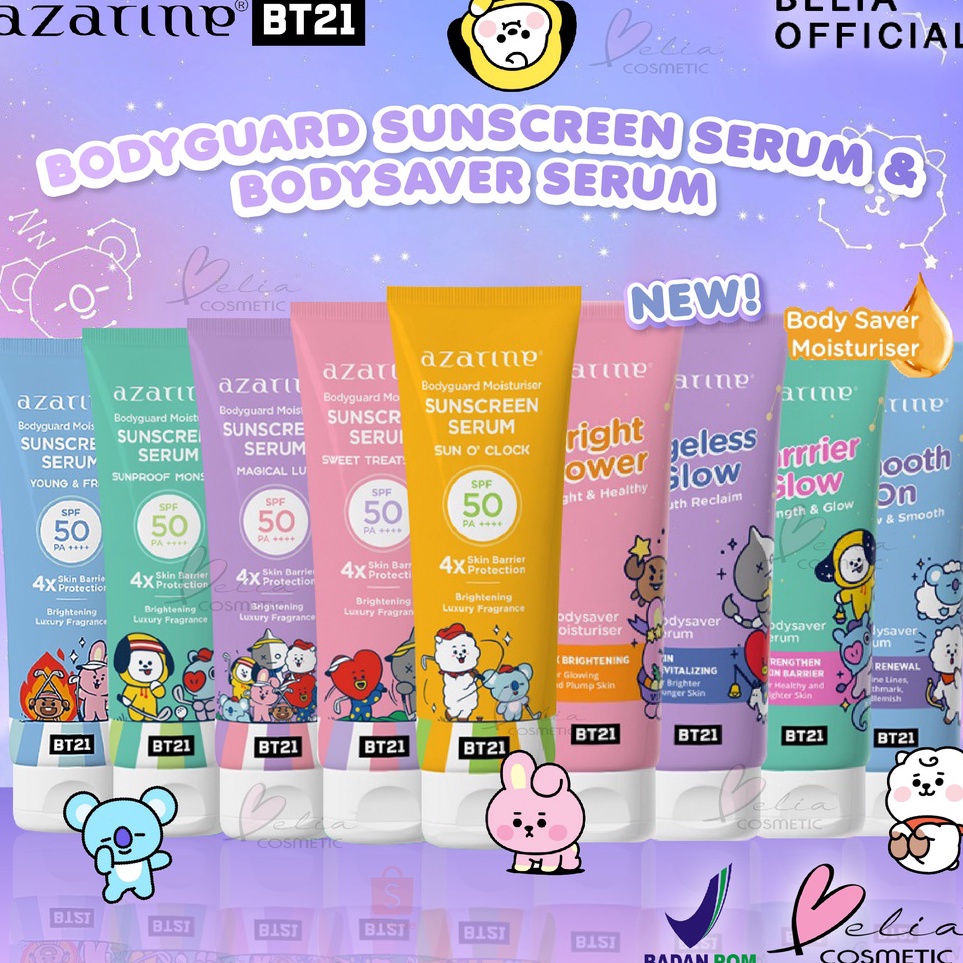 KODE O9U8  BELIA  Azarine x BT21 Body Guard Moisturizer Sunscreen Serum 1ml SPF 5 PA  Body Saver Moi