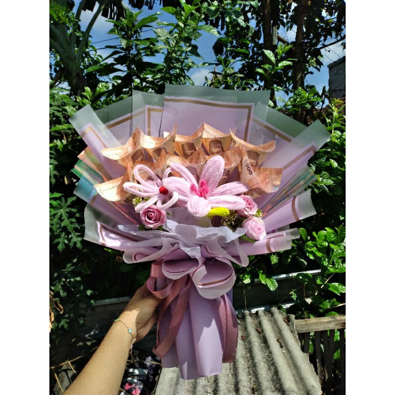 BUKET UANG 50 RIBU + BUNGA DIY KAWAT MERCY